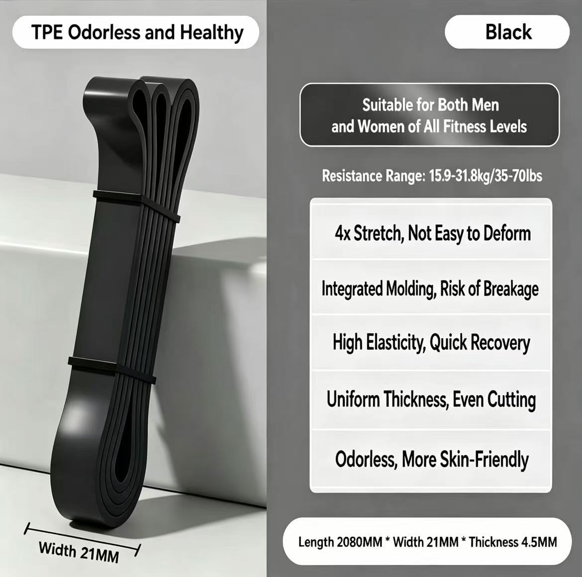 TPE Resistance Bands 6 Levels  - Difference Pilates And Yoga 评论和价格
