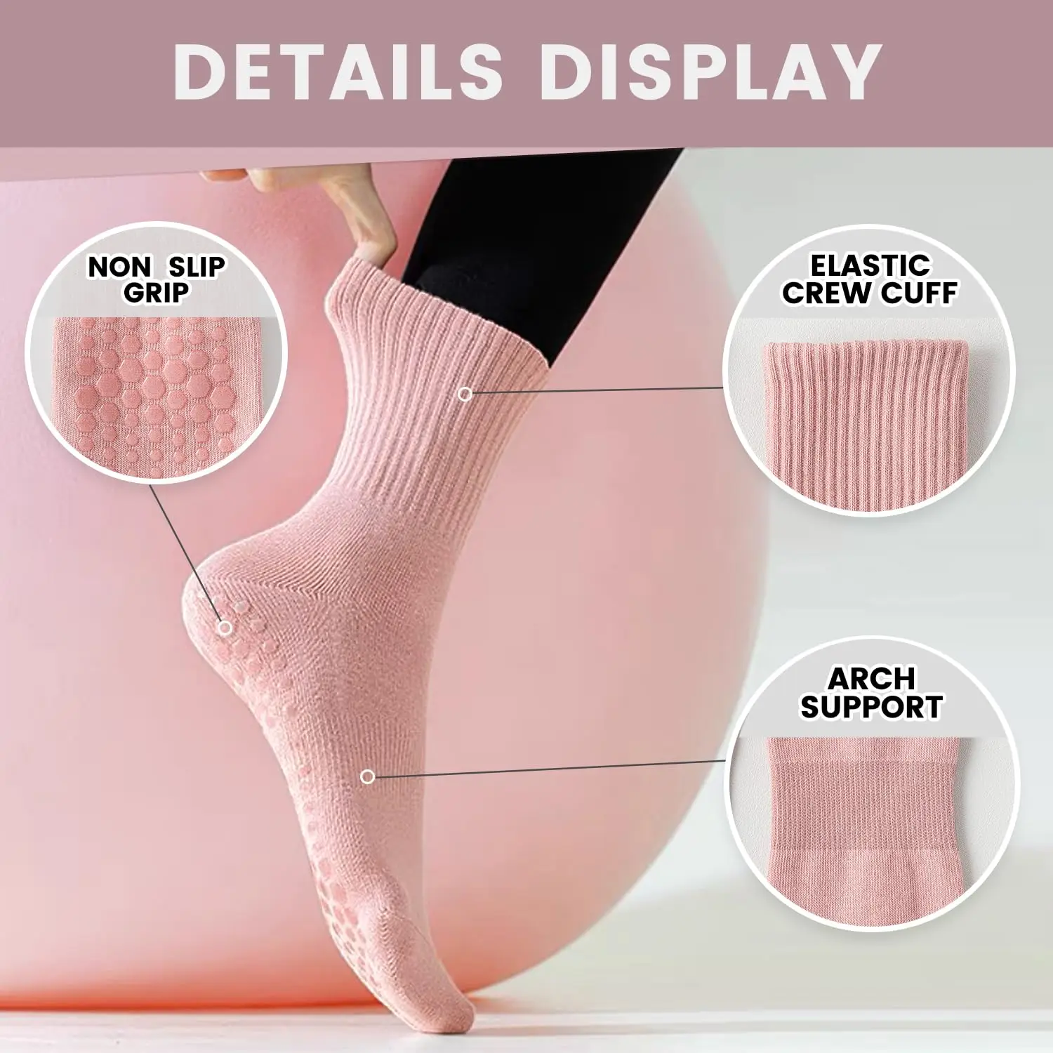 4 pairs of women's yoga socks, - Pilates & Yoga Elastic Band 评论和价格