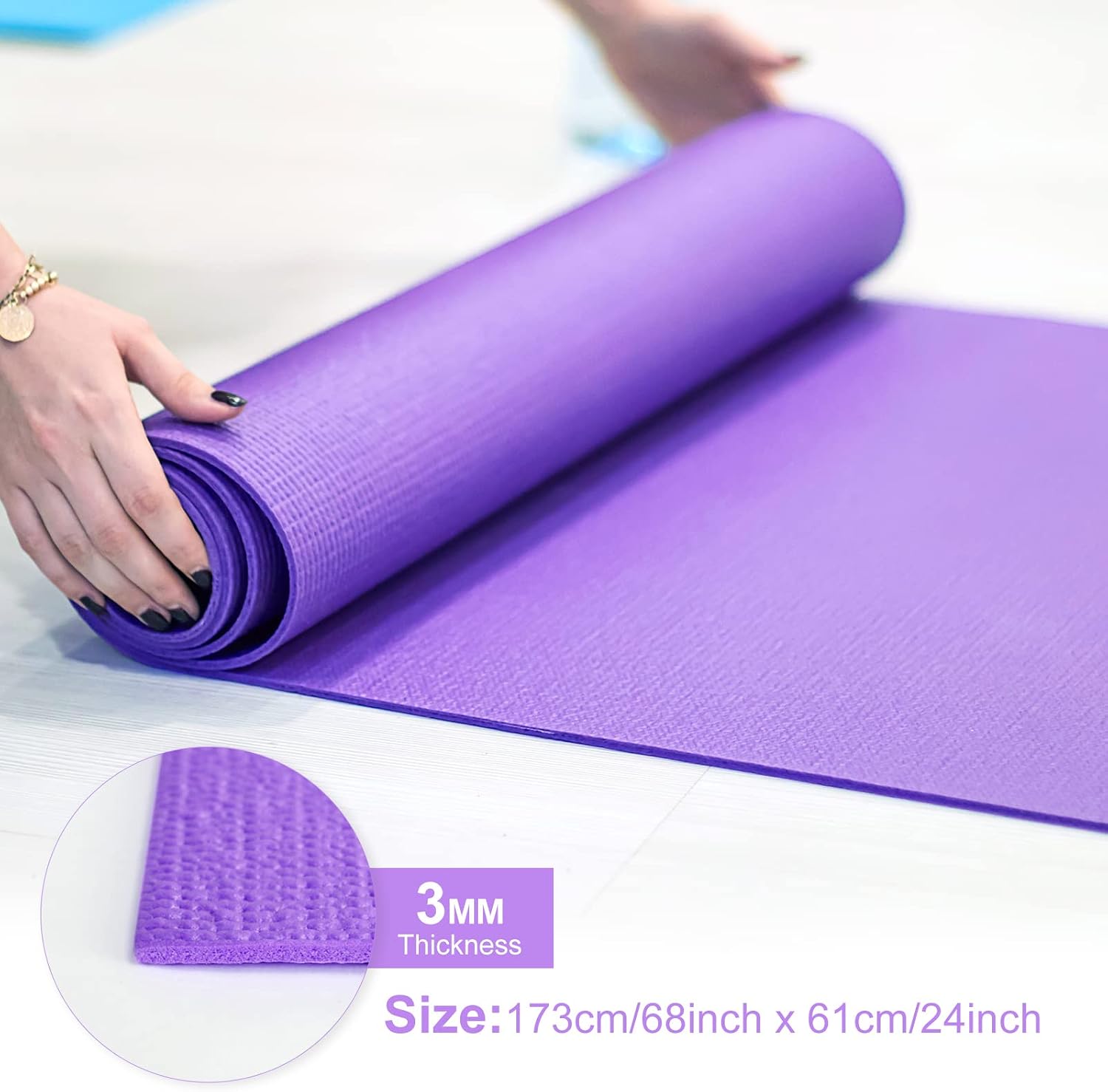 3 mm Thin Yoga Mats Lightweigh - Pilates Yoga Class 评论和价格